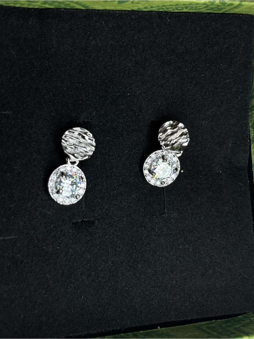 Silver Crystal Drop Stud Earrings - Elegant Women's Jewelry moissanite